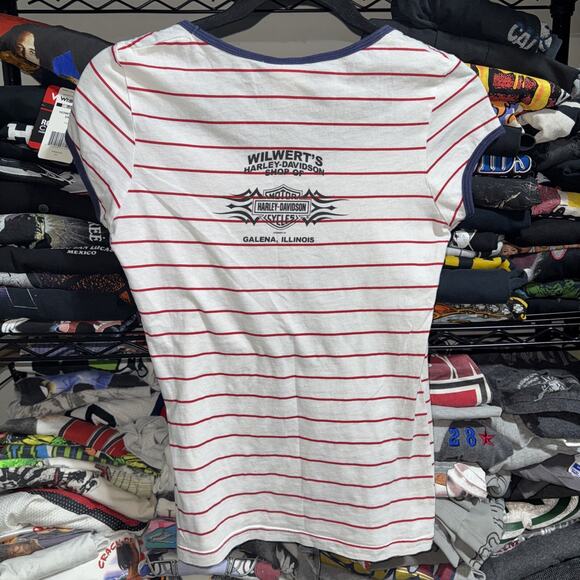 Y2K 2007 Harley Davidson Women’s Striped Illinois Shirt Size Medium - Picture 4 of 5